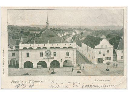 44 - Pardubicko, Lázně Bohdaneč, Občanská záložna, Radnice, Pošta, 1900