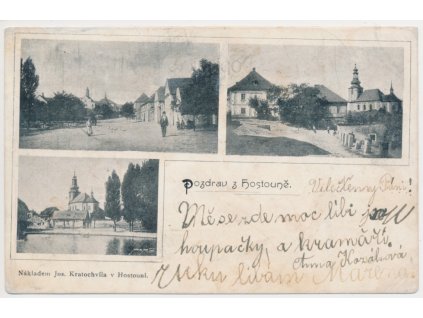 27 - Kladensko, Hostouň, 3 záběr dominant obce, oživené partie, cca 1901