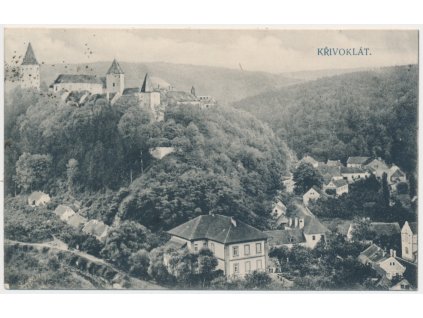 55 - Rakovnicko, Křivoklát, pohled na hrad a městys v podhradí, cca 1911