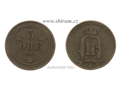 Švédsko, mince 5 Öre, 1882, stav 1/1