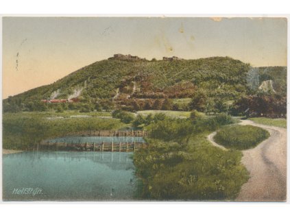 53 - Přerovsko, Helfštýn, pohled na zříceninu hradu a okolí, cca 1924