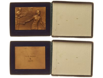 ČSR, Brno, Tenis, AE medaile za III. místo v turnaji, 1936, rozměr 40x50mm, etue, stav 1/1