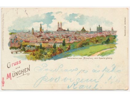 Německo, Mnichov (München), Panorama von München vom Gasteigberg, 1898