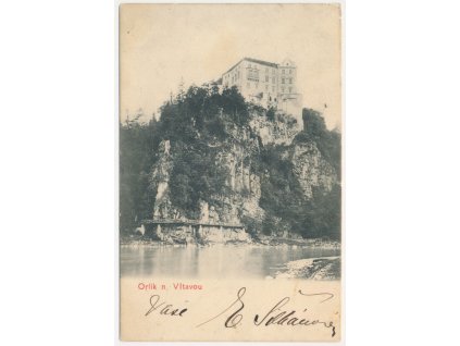 46 - Písecko, Orlík nad Vltavou, pohled na hrad Orlík, cca 1905