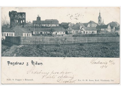 50 - Praha-východ, Říčany, pohled na město, cca 1901
