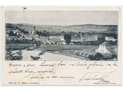 54 - Příbramsko, Jince, celkový pohled na město, cca 1900