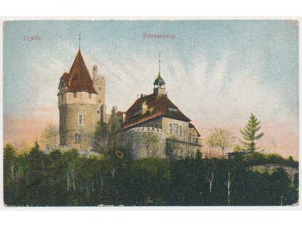 65 - Teplice, Doubravská hora, pohled na hrad, cca 1910