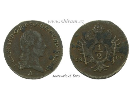 František II., mince 1/2 Krejcar, 1800 A...viz autentické foto