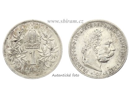 Rakousko - Uhersko, Ag (stříbrná) mince 1 Koruna, 1901...viz autentické foto