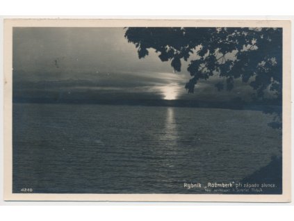 24 - Jindřichohradecko, Rybník Rožmberk při západu slunce, cca 1925