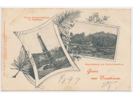 66 - Trutnov, 2 záběrová koláž, Kriegerdenkmal, Kapellenberg, cca 1899