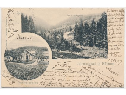 66 - Trutnovsko, Janské Lázně, 2 záběrová koláž, mj. Hostinec, cca 1899
