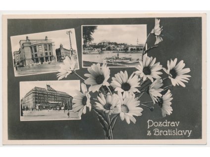 Slovensko, Bratislava, 3 záběrová květinová koláž, cca 1942