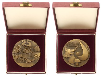 ČSSR, AE plaketa Za ochranu státních hranic - 25.výročí, 1976, etue, udělovací dekret