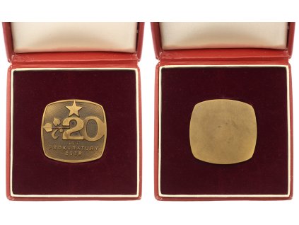 ČSSR, AE medaile 20.let prokuratury, rozměr 55x55 mm, originální etue, luxusní sběratelský stav