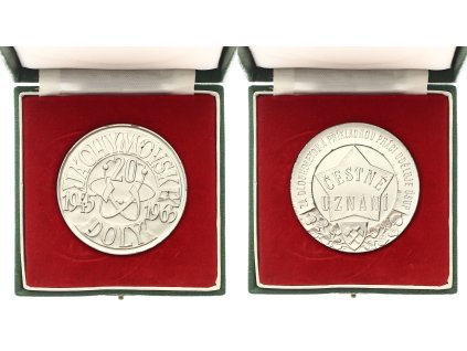 ČSSR, AE medaile Za dlouholetou a příkladnou práci - Jáchymovské doly, postříbřeno, 1965, průměr 60 mm, originální etue, luxusní sběratelský stav