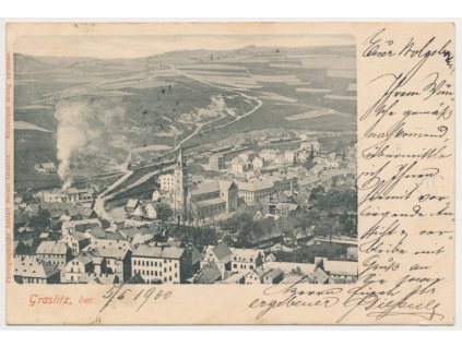 59 - Sokolovsko, Kraslice (Graslitz), celkový pohled na město, cca 1900