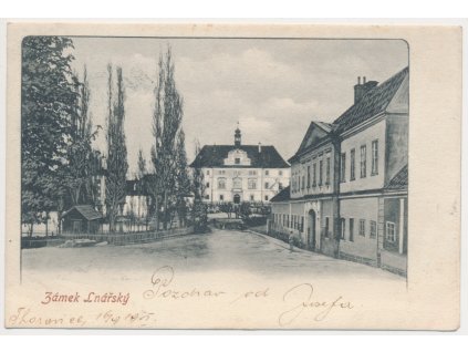 60 - Strakonicko, Lnáře, Zámek a domy v okolí, cca 1901