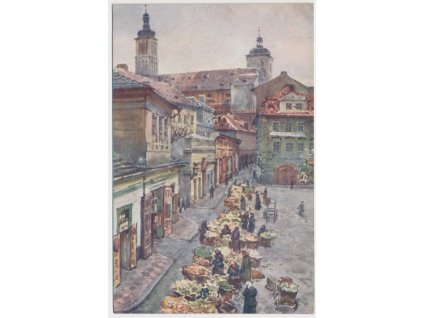 49 - Praha, Trh u sv. Jakuba, oživená partie, cca 1910