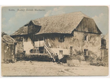 29 - Kolín, oživená partie před rodným domem J. S. Machara, cca 1912