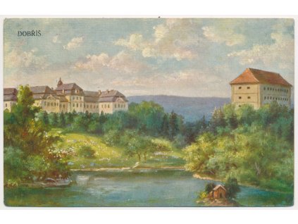 54 - Příbramsko, Dobříš, pohled na zámek, dle orig. A. Gareise, cca 1932