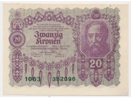 Rakousko, 20 Kronen, 1922, stav 0