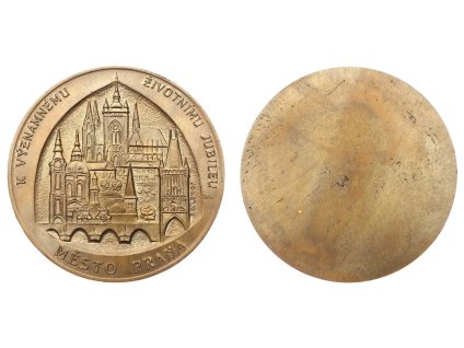 ČSSR, AE plaketa K Významnému životnímu jubileu, Praha, průměr 60 mm