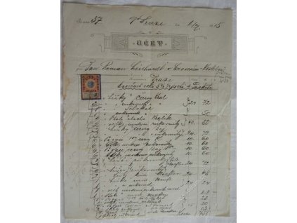 Praha, hlavičkový účet (potřeba doplnit), 1915