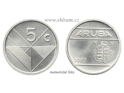Aruba, mince 5 Cents, 1987, stav 1/1...viz autentické foto