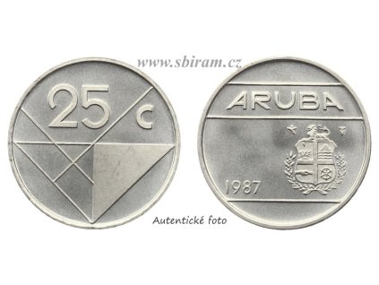 Aruba, mince 25 Cents, 1987, stav 1/1...viz autentické foto