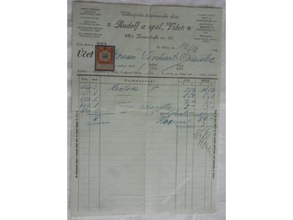 Vídeň,hlavičkový účet kožešiny Rudolf a spol.,1918