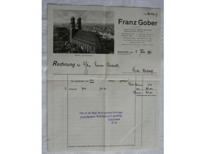 Hlavičkový účet firmy Franz Grober, Mnichov