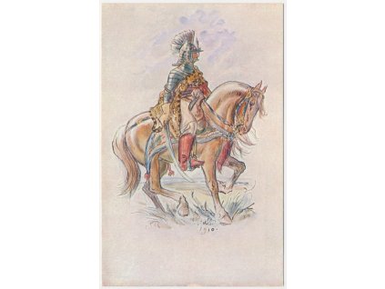 Mikoláš Aleš (1852-1913), Polský jezdec ze 17. století, cca 1950