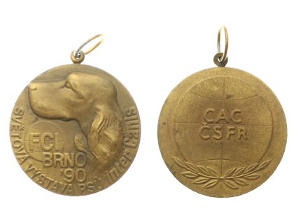 ČR, AE medaile Světová výstava psů Intercanis, Brno 1990, průměr 35 mm, stav 1/1