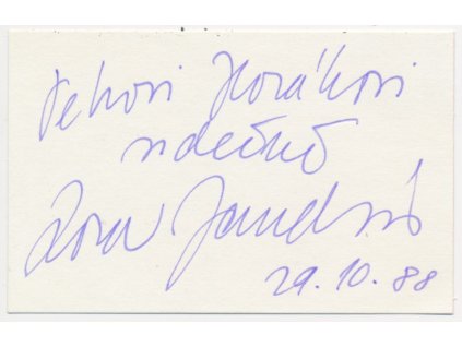 Jandová Zora (1958), herečka, skladatelka, sběrat. kartička s vl. podpisem