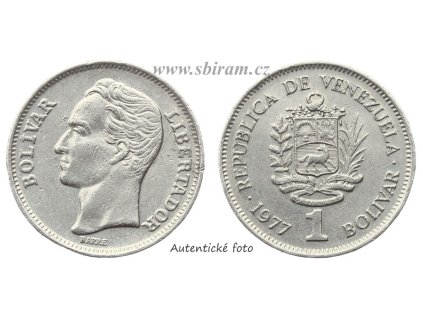 Venezuela, mince 1 Bolívar, 1977, stav 1/1...viz autentické foto