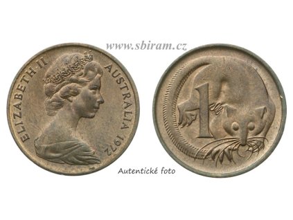 Austrálie, mince 1 Cent, 1972, stav 1/1...viz autentické foto