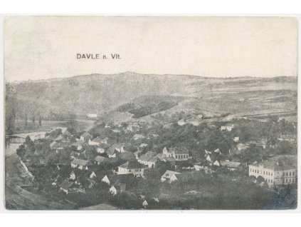 51 - Praha-západ, Davle, celkový pohled na městys, cca 1920