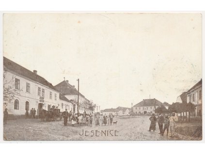 51 - Praha-západ, Jesenice, oživená partie z náměstí, cca 1909