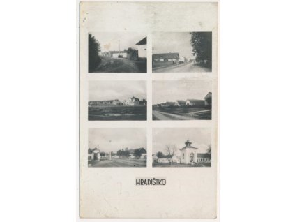 40 - Nymbursko, Hradištko, 6-ti okénkový záběr dominant obce, cca 1939