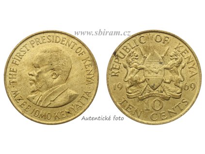 Keňa, mince 10 Cents, 1969, stav 1/1...viz autentické foto