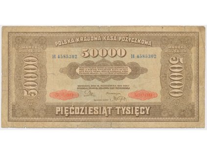 Polsko, 50000 Polských Marek, 1922, oběhový stav