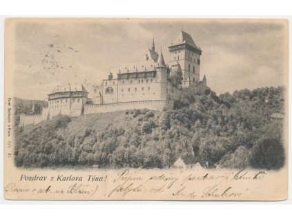 02 - Berounsko, Karlštejn, "Pozdrav z Karlova Týna", cca 1901