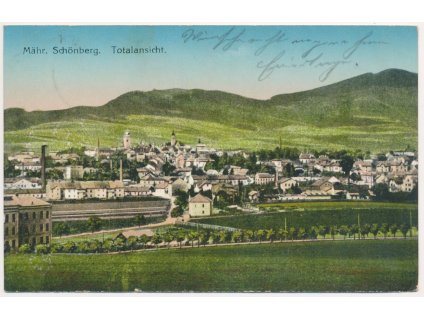 62 - Šumperk (Mähr. Schönberg), celkový pohled na město, cca 1916