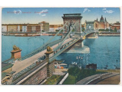 Maďarsko, Budapešť (Budapest), Lánczhid, cca 1915