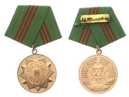 DDR, medaile za Za tři roky služby, stuha, pěkná sběratelská jakost 1/1/1