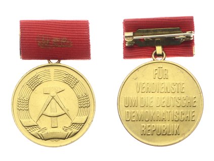 DDR, medaile za Za zásluhy, stuha, pěkná sběratelská jakost 1/1/1