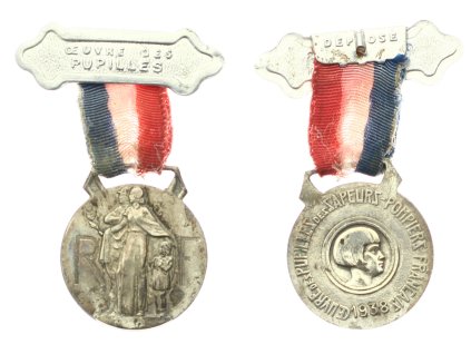 Francie, Medaile za práci žáků hasičského sboru 1938, stuha, pěkná sběratelská jakost 2/1/1