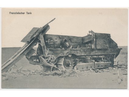 I. světová válka, Zničený francouzský tank, cca 1917
