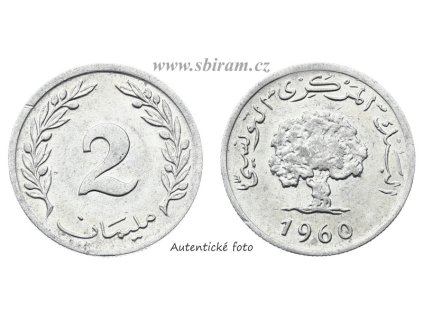 Tunisko, mince 2 Milimy, 1960...viz autentické foto